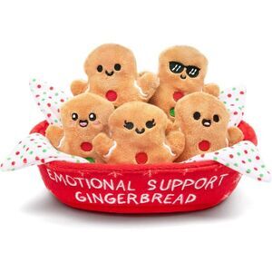 5 Emotional Support Gingerbreads By Relatable Cuddly Stuffed Animals With Basket